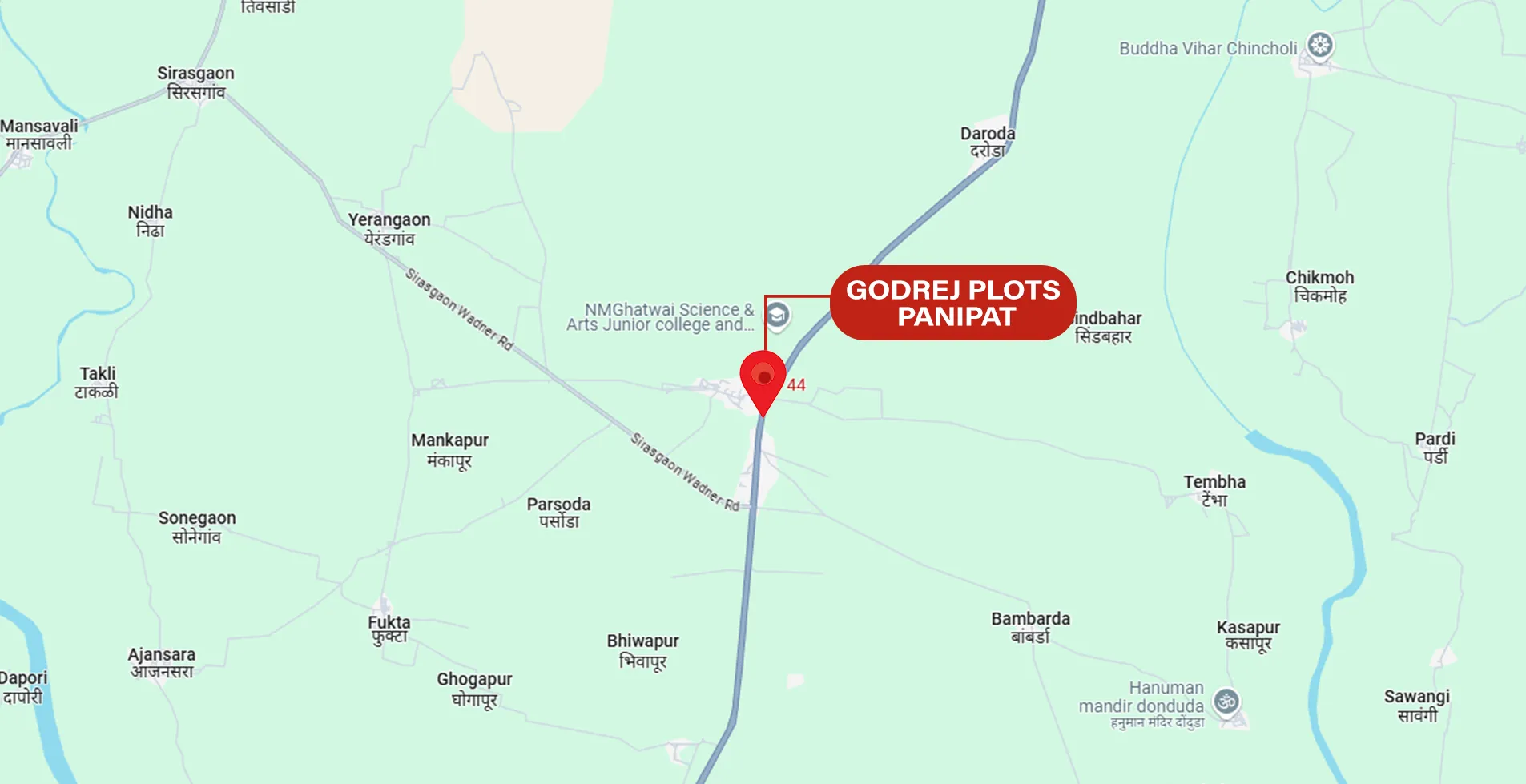 Location Map of  Godrej Plots Panipat